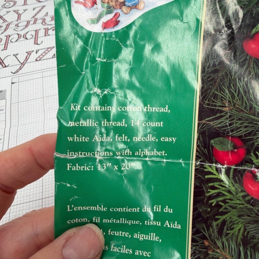Creative Accents Counted Cross Stitch Santa Gift Stocking Kit PARTIAL-STARTED - Picture 5 of 16